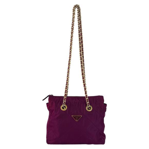 Prada Nylon Stitched Chain Shoulder Bag - Picture 1 of 7